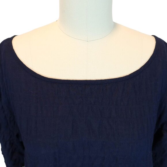 JESS BROWN Textured 3/4 Sleeve Tunic Top Size S Navy Lagenlook Quiet Luxury - Picture 4 of 8